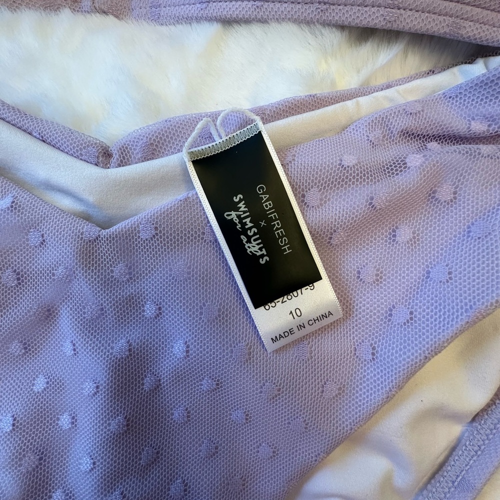 NWT Lavender Polka Dot bathing suit Set. Size 10. - Picture 6 of 10